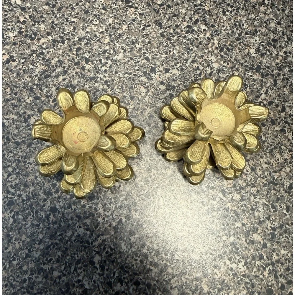 Vintage‎ Brass Pine Cone Candle Holders Set Of 2 Korea Rustic MCM Heavy